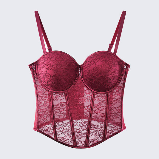 Red Floral Lace Sculpting Corset