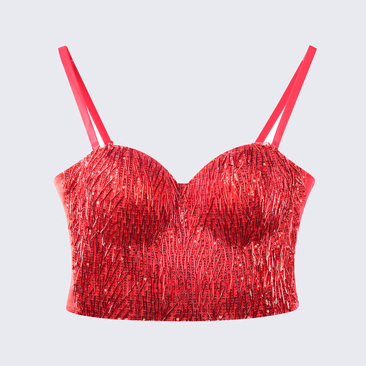 Glint Sequin & Bead-Embellished Camisole Corset Top