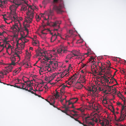Plus Size Printed Lace Underwire Bra Panty Set