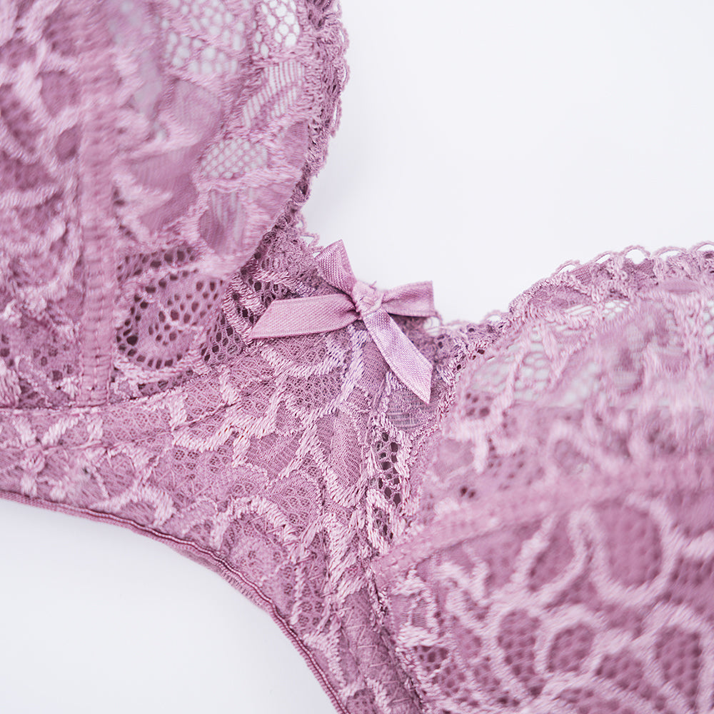 Plus Size Full Bust Lace Push Up Bra Panty Set