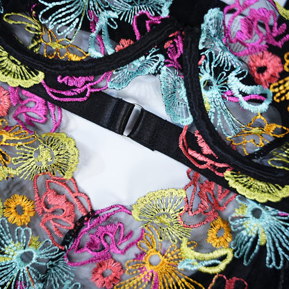 Floral Embroidery Lace Bodysuit