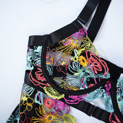 Floral Embroidery Lace Bodysuit