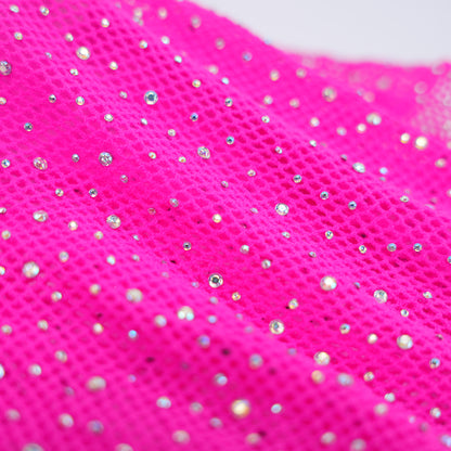 Shiny Rhinestone Glitter Spaghetti Strap Mesh Bodysuit