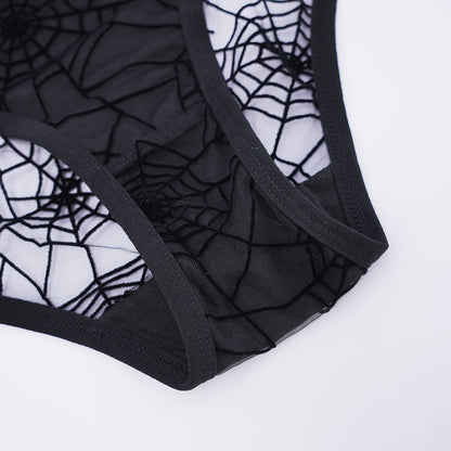 Plus Size Spider Web Sheer Push Up Full Bust Bra Panty Set