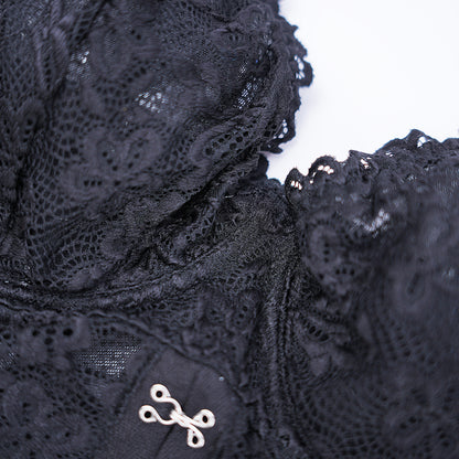 Plus Size Lace Sheer Ruffle Tummy Control Lingerie Set