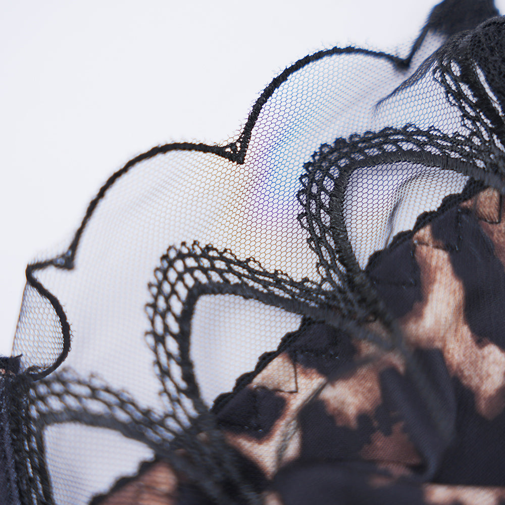 Sheer Lace Leopard Push Up Bra Panty Set