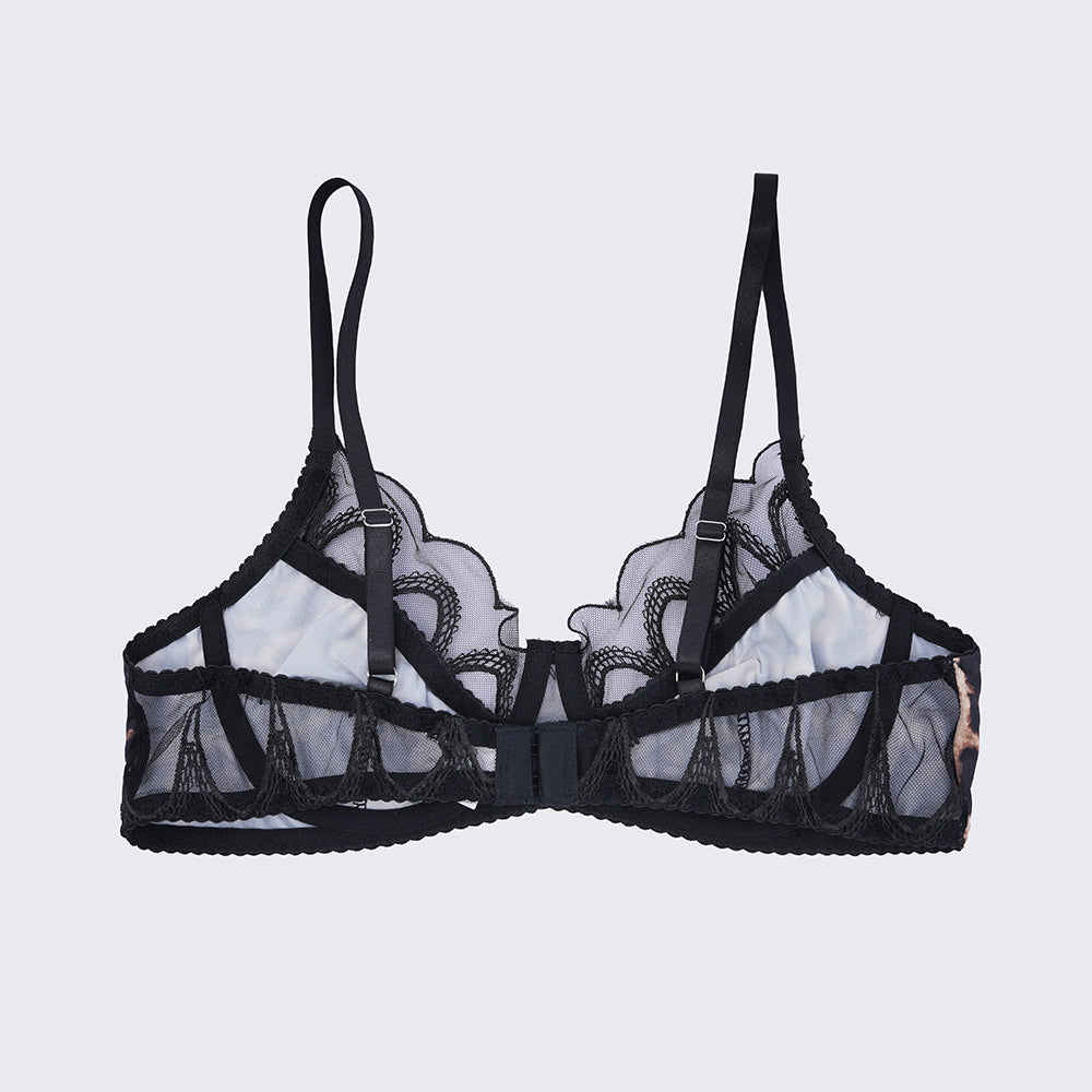 Sheer Lace Leopard Push Up Bra Panty Set
