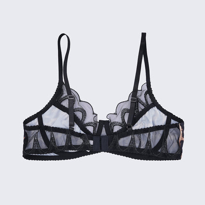 Sheer Lace Leopard Push Up Bra Panty Set
