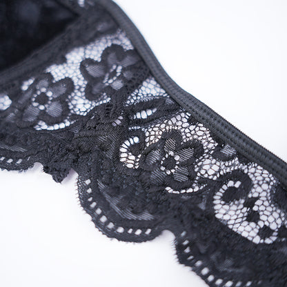 Velvet Lace Trim Sexy Plush See Through Push Up Bra Panty Set