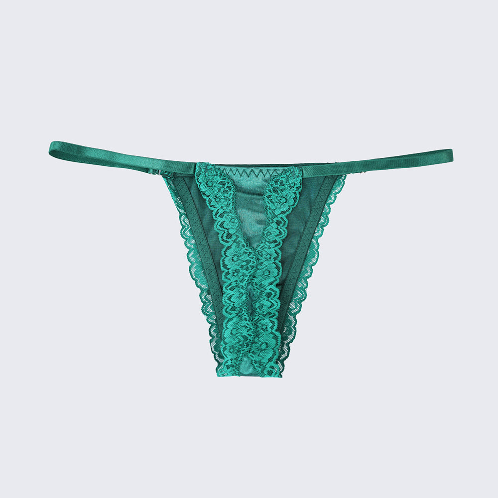 Green Lace Trim Push Up Bra Panty Set