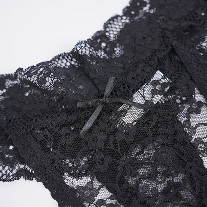 Plus Size Sheer Lace Thong Women's Sexy Lingerie Panty Set