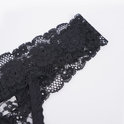 Plus Size Sheer Lace Thong Women's Sexy Lingerie Panty Set