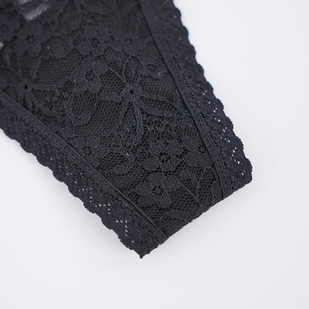 Plus Size Sheer Lace Thong Women's Sexy Lingerie Panty Set