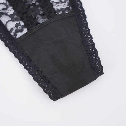 Plus Size Sheer Lace Thong Women's Sexy Lingerie Panty Set