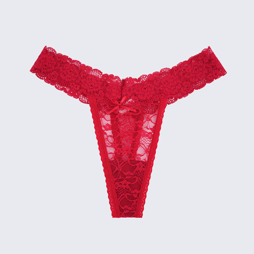 Plus Size Sheer Lace Thong Women's Sexy Lingerie Panty Set