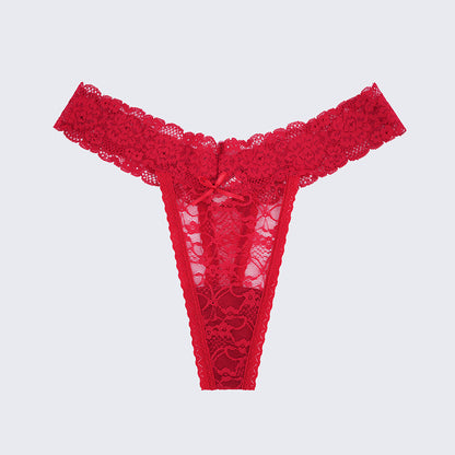 Plus Size Sheer Lace Thong Women's Sexy Lingerie Panty Set