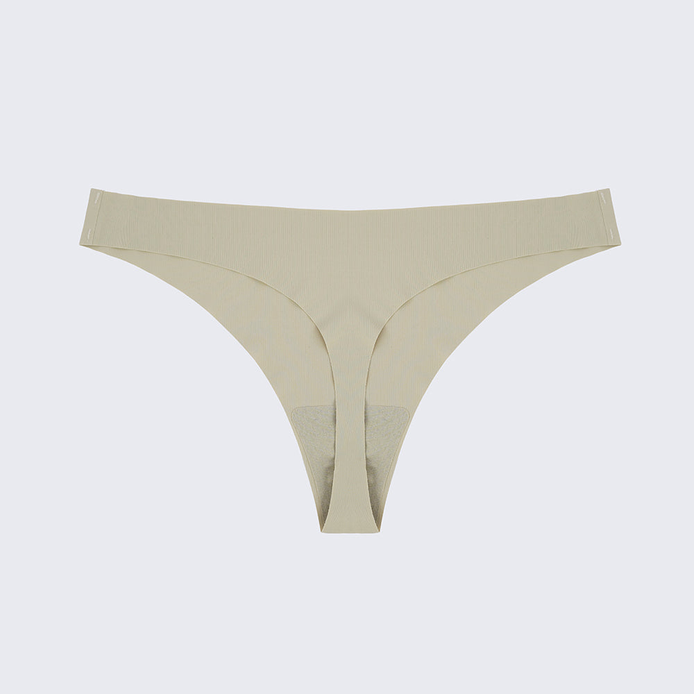 Seamless Ice Silk Low Rise Cotton Crotch Thong Panty