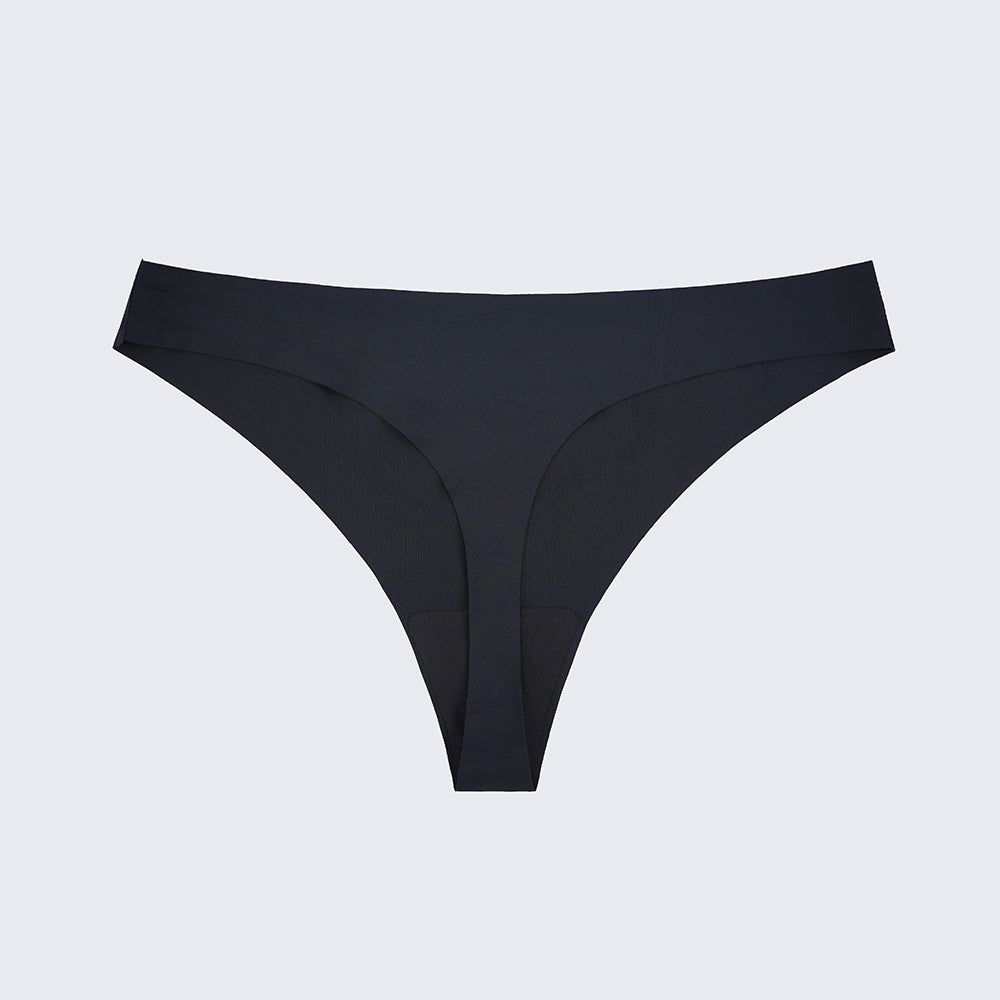 Seamless Ice Silk Low Rise Cotton Crotch Thong Panty