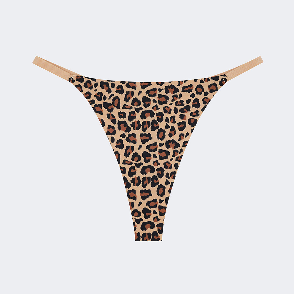 Ice Silk Seamless Low Rise Leopard Thong Panty