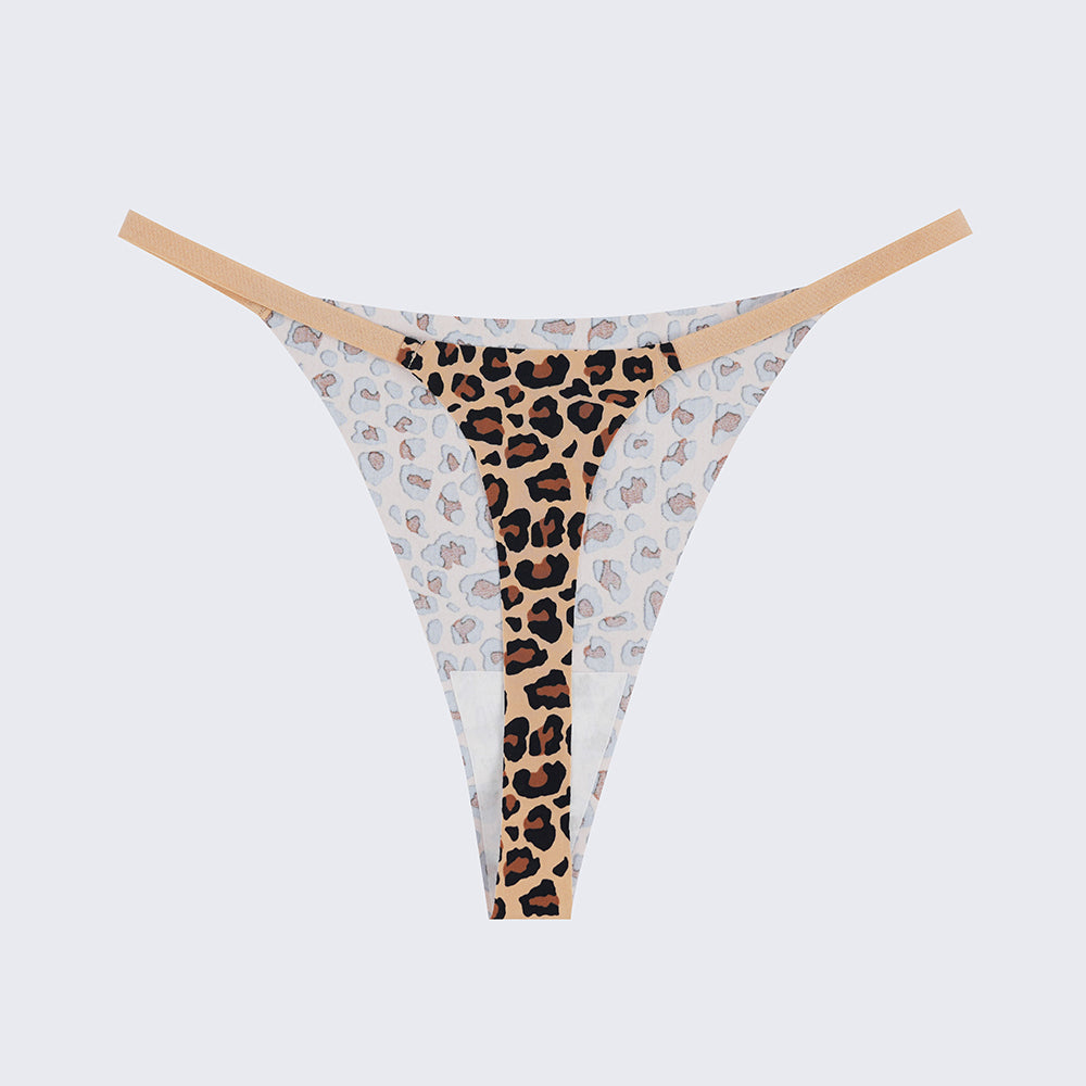 Ice Silk Seamless Low Rise Leopard Thong Panty