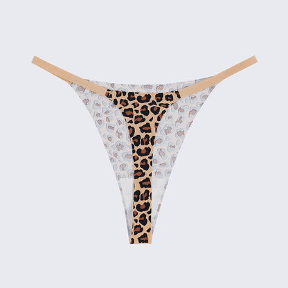 Ice Silk Seamless Low Rise Leopard Thong Panty