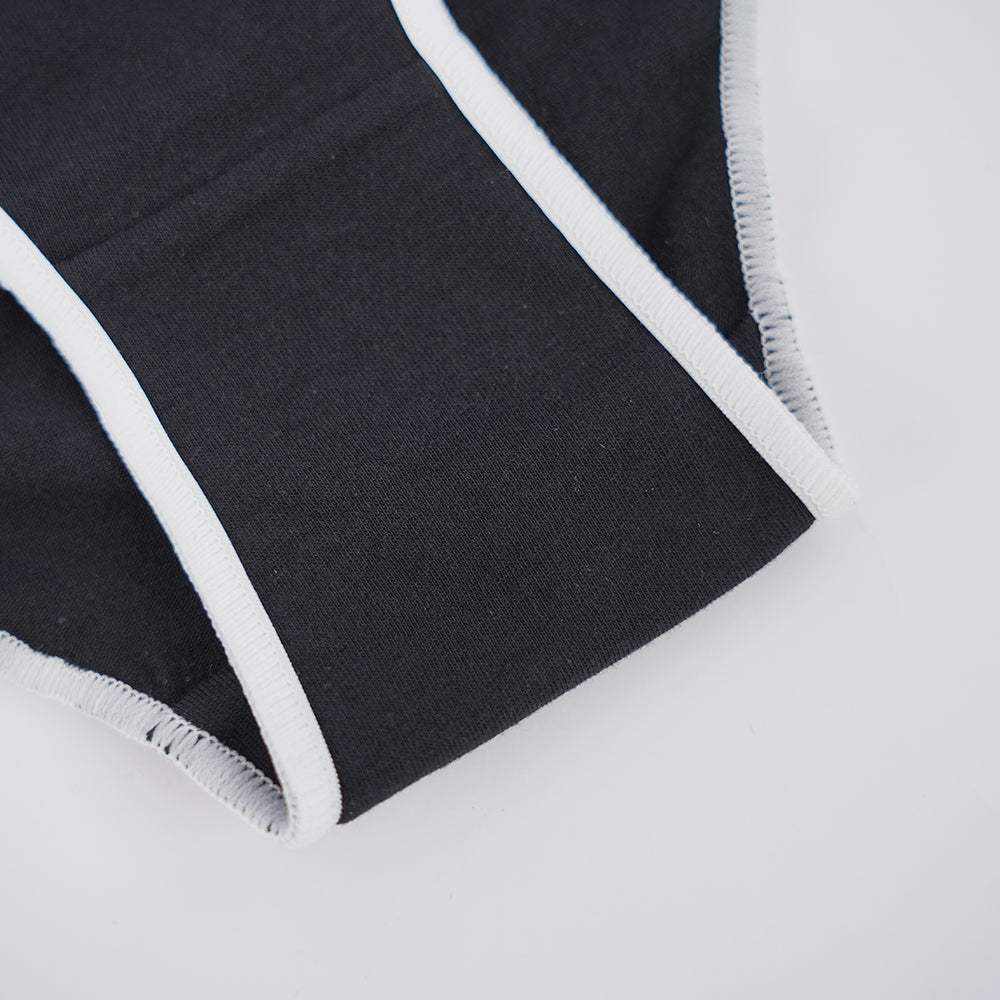Plus Size Black White Color Block Low Rise Comfort Panty