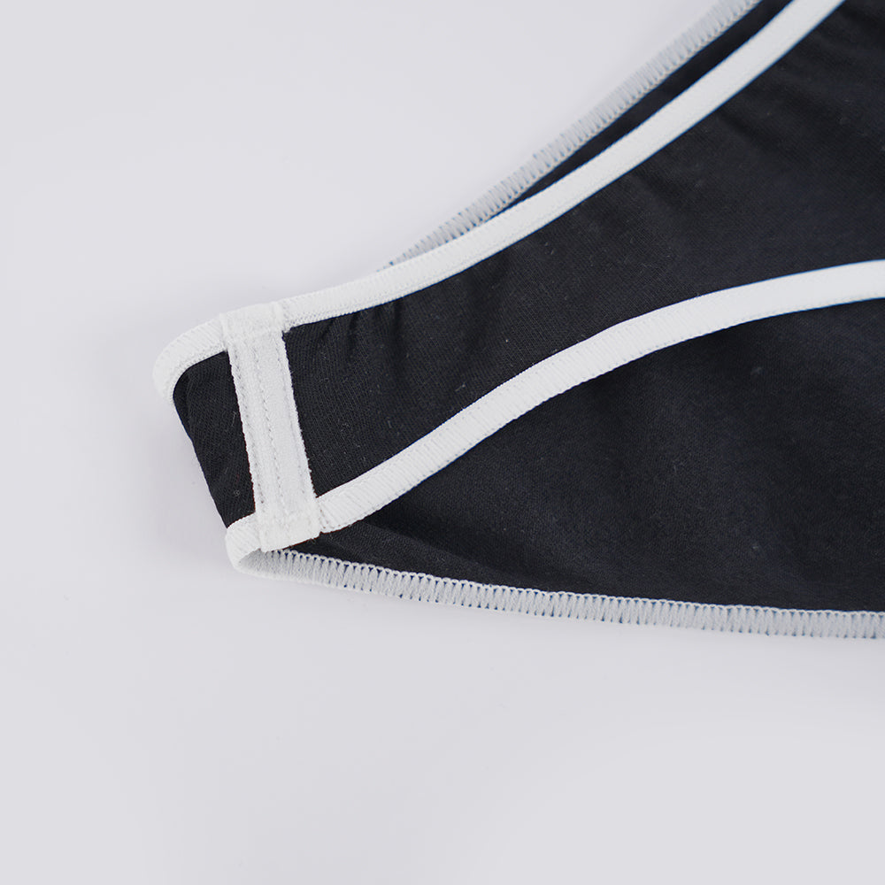 Plus Size Black White Color Block Low Rise Comfort Panty