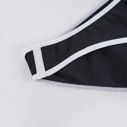 Plus Size Black White Color Block Low Rise Comfort Panty