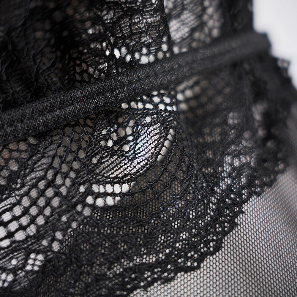 Sheer Embroidered Cutout Long Dress Fine Mesh Lingerie