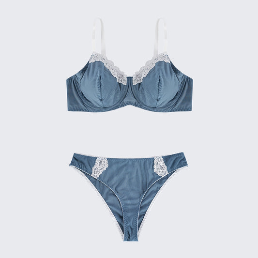 Plus Size Navy Blue Sexy Lace Lingerie Set
