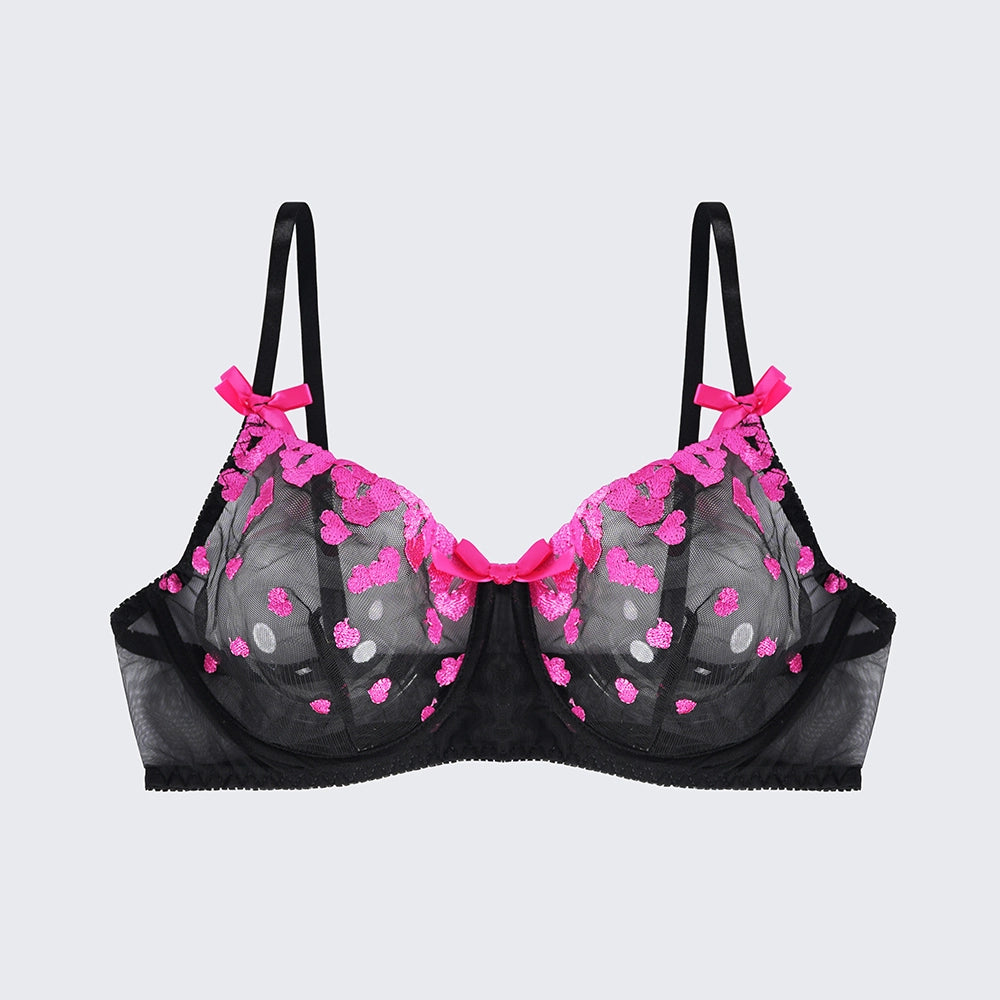 Plus Size Backless Sheer Lace Sexy Bra Panty Set