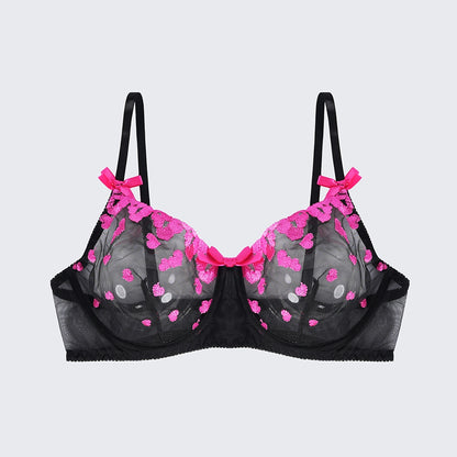 Plus Size Backless Sheer Lace Sexy Bra Panty Set