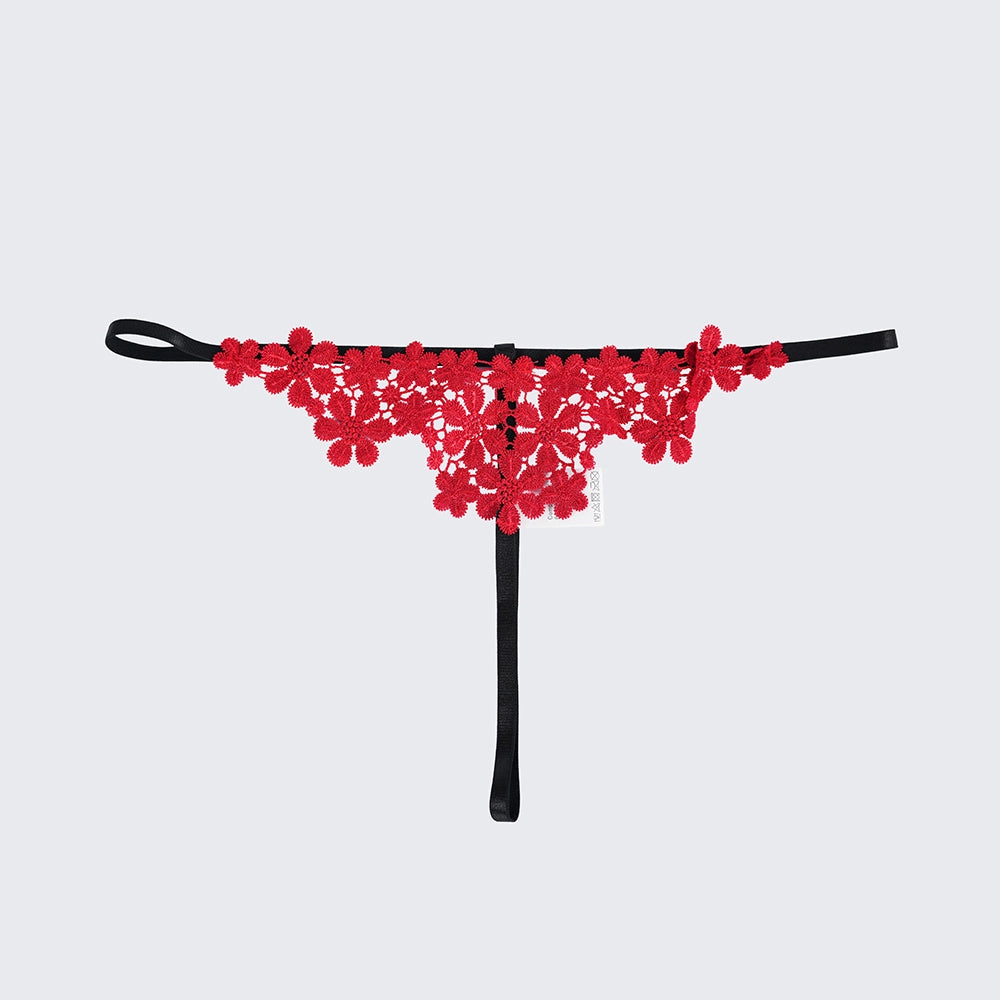 Plus Size Sexy Floral Open Bust Bra Thong Three Point Lingerie Set