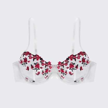 Sexy Butterfly Lace Bra Set Full Bust Minimizer