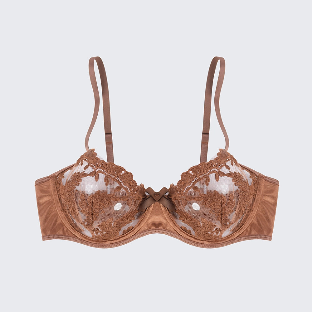 Sexy Mesh Embroidered See-Through Bra Thong Lingerie Set