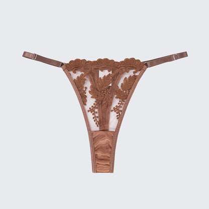 Sexy Mesh Embroidered See-Through Bra Thong Lingerie Set