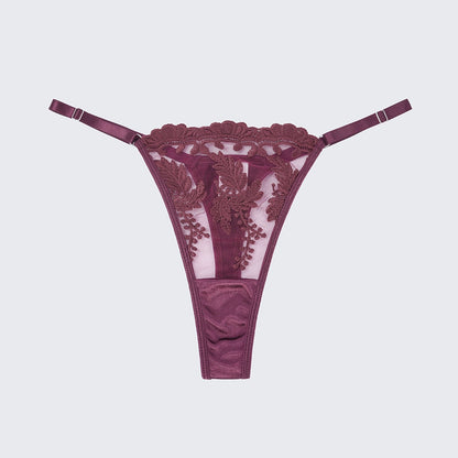 Sexy Mesh Embroidered See-Through Bra Thong Lingerie Set