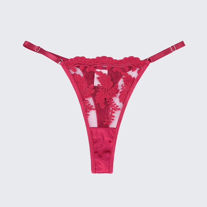 Sexy Mesh Embroidered See-Through Bra Thong Lingerie Set