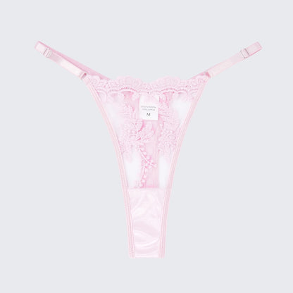 Sexy Mesh Embroidered See-Through Bra Thong Lingerie Set