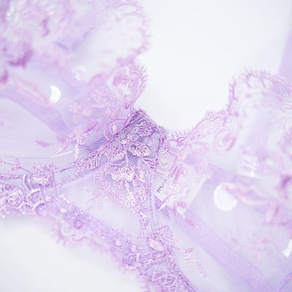 Breathable Skin-Friendly Embroidered Bra Thong Set