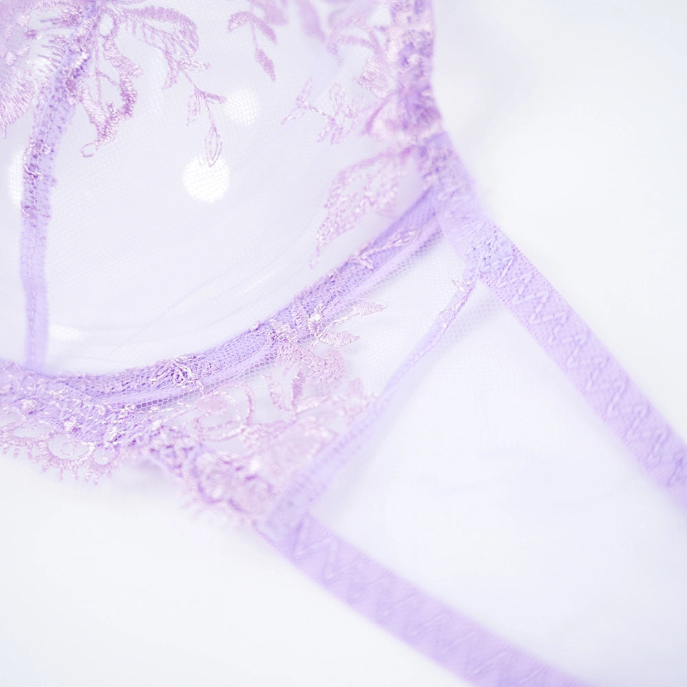 Breathable Skin-Friendly Embroidered Bra Thong Set