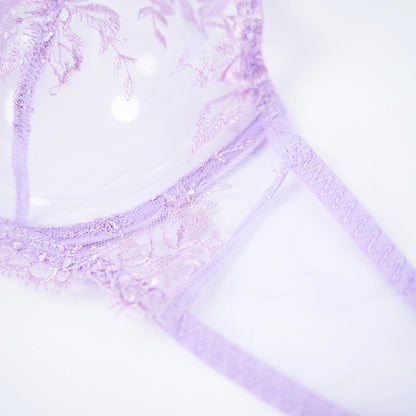 Breathable Skin-Friendly Embroidered Bra Thong Set