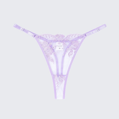 Breathable Skin-Friendly Embroidered Bra Thong Set