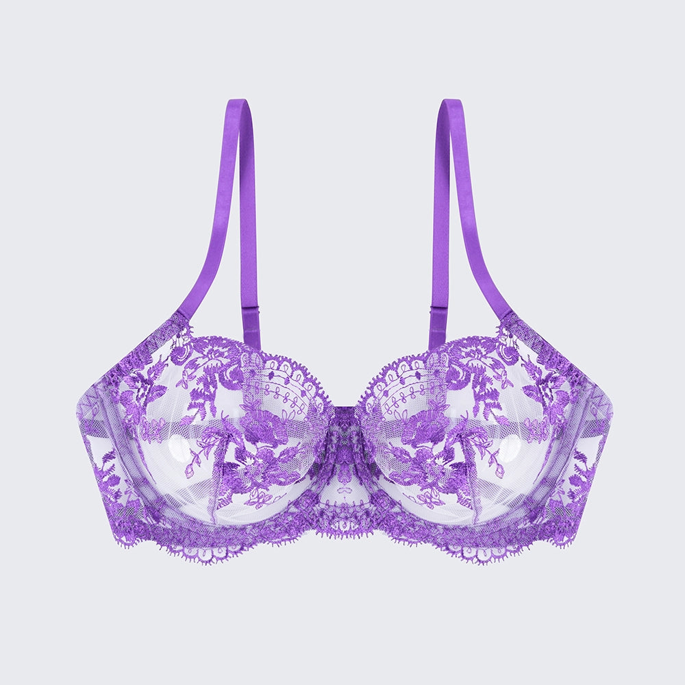 Breathable Skin-Friendly Embroidered Bra Thong Set