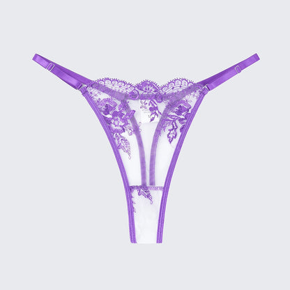 Breathable Skin-Friendly Embroidered Bra Thong Set