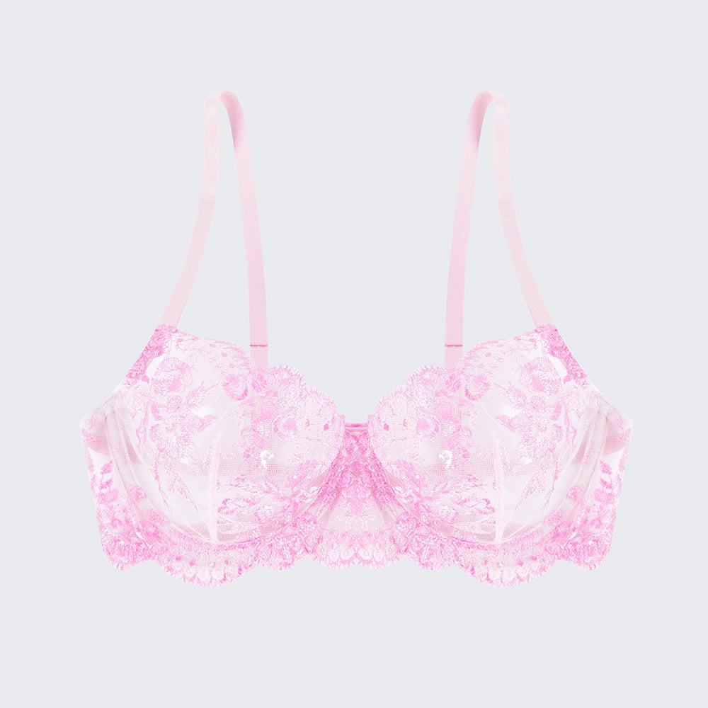 Breathable Skin-Friendly Embroidered Bra Thong Set