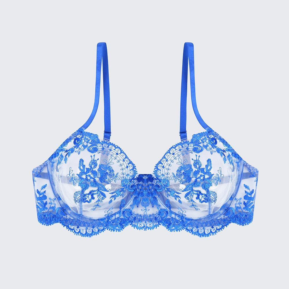 Breathable Skin-Friendly Embroidered Bra Thong Set