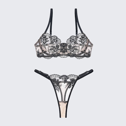 Breathable Skin-Friendly Embroidered Bra Thong Set