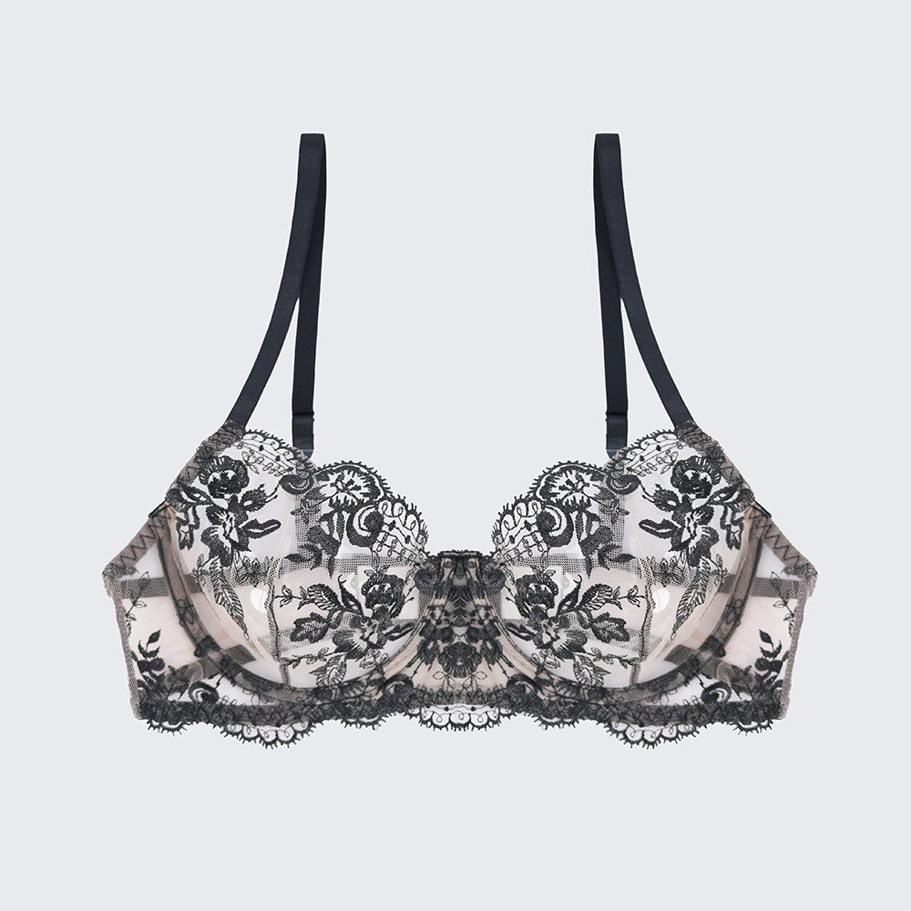 Breathable Skin-Friendly Embroidered Bra Thong Set
