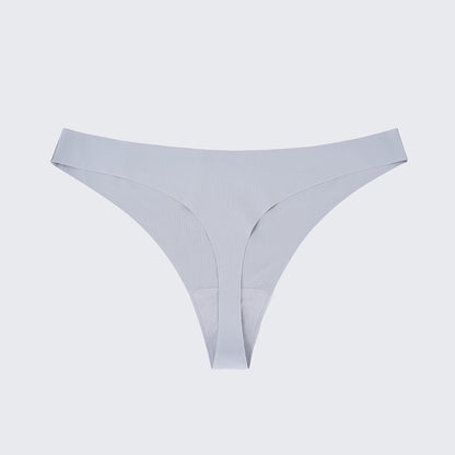 Seamless Ice Silk Low Rise Cotton Crotch Thong Panty